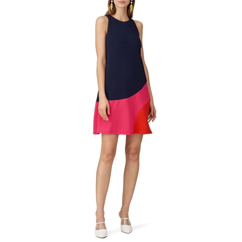Slate & Willow Colorblock Tank Dress Sleeveless Shift Mini Navy Pink Orange XS